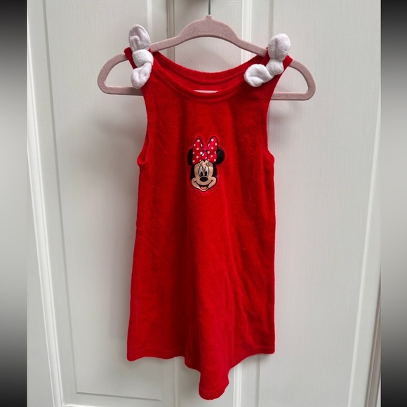 Disney Minnie Mouse 18M Red & White Terry Cloth Swimsuit Bathingsuit Cover Up - Picture 1 of 4